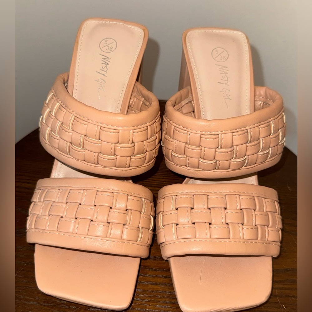 Nasty Gal Peach Woven Mules